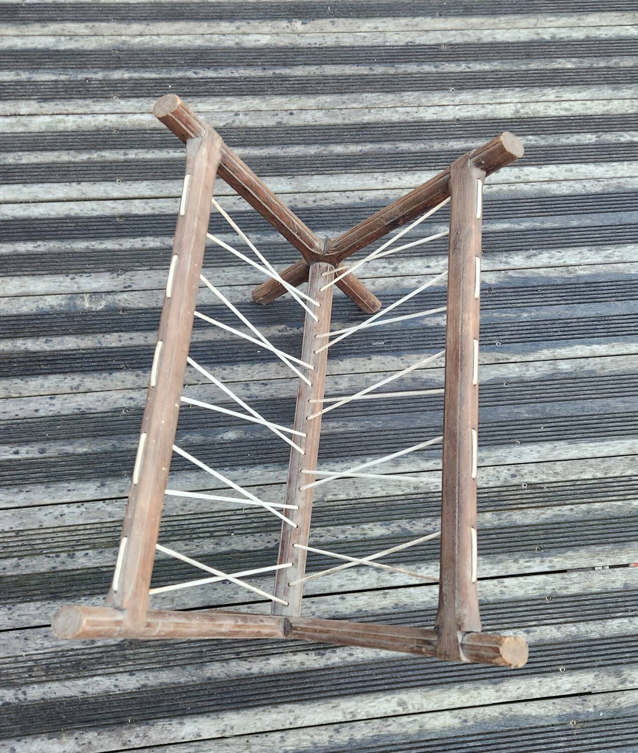 Vintage wooden and wire magazine rack