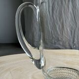 Carafe à anse en verre belle matière pied motifs billes de verre H21