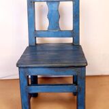 Antique Burmese teak school desk/chair set with original blue patina