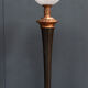 White Mazda opaline lamp on stand in wood and brass