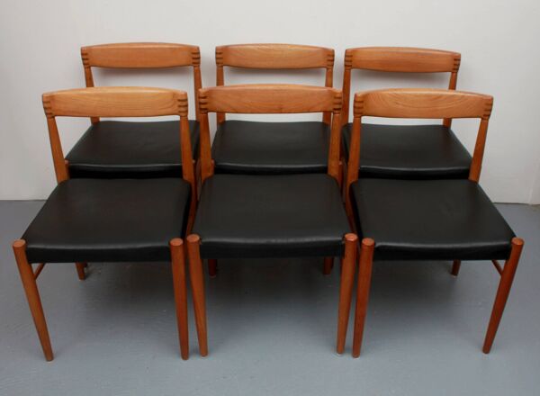 Lot de 6 chaises de salle à manger en teck, HW Klein pour Bramin