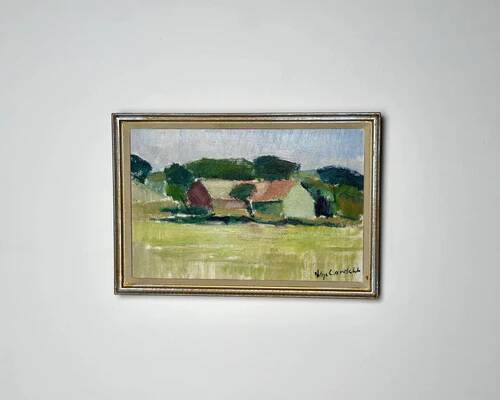 Swedish Oil on Canvas – “Farm, Grevie” by Helge Cardell