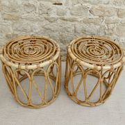 Paire de tabourets en rotin, vers 1960