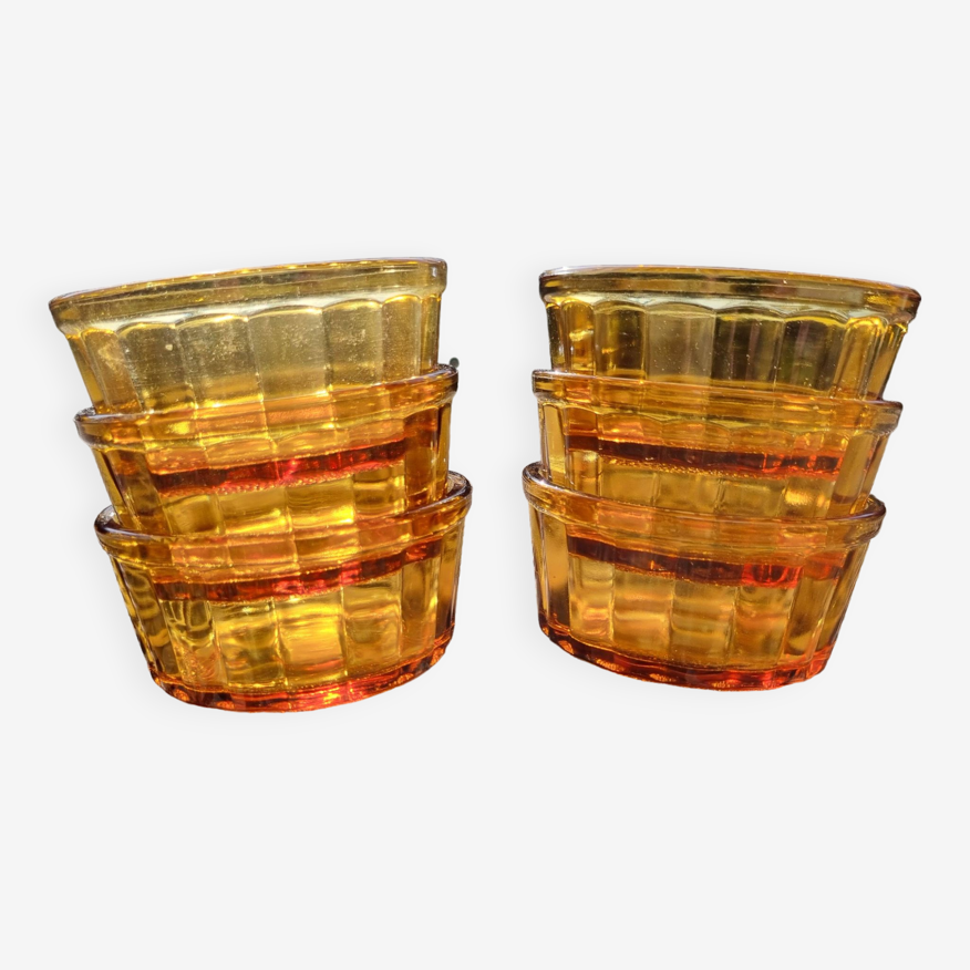 6 ramequin ravier vereco France en verre de couleur ambre pour apero modele  1 | Selency