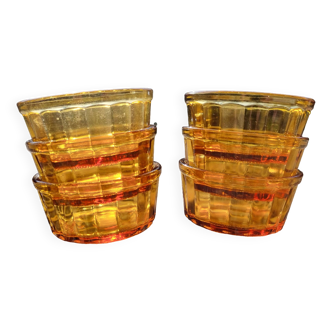 6 ramequin ravier vereco France en verre de couleur ambre pour apero modele 1