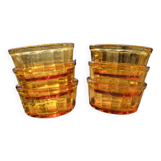 6 vereco France ramekins in amber glass for aperitif model 1