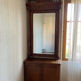 Mirror and low walnut cabinet