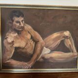 Tableau ancien huile sur panneau : nu acadamique XX eme siecle