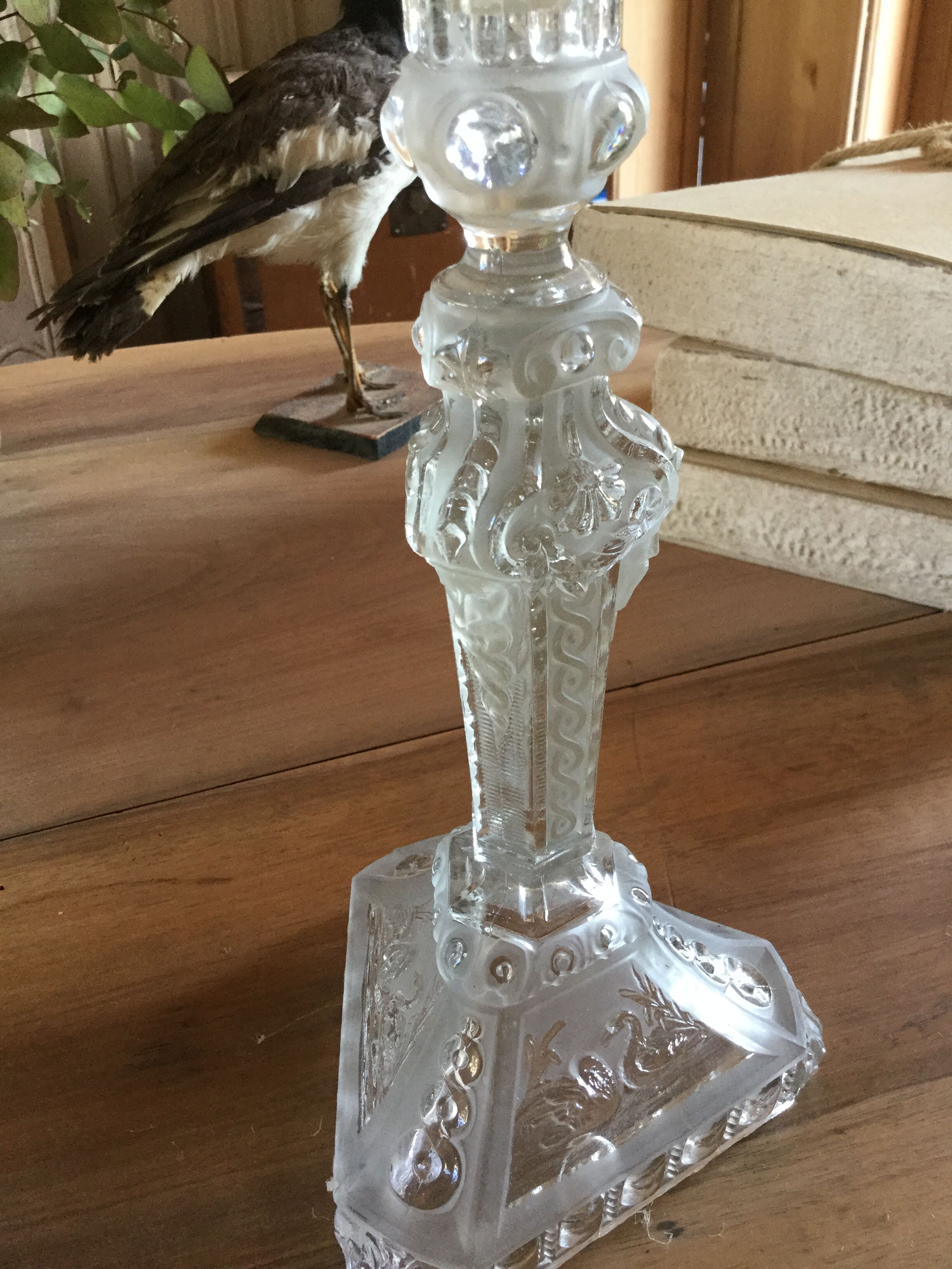 Old glass candlestick