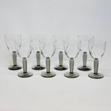 8 Bormioli Rocco Vintage Crystal Water Glasses with Grooved Grey Base