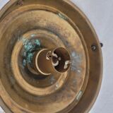 Suspended lantern in moulded glass and brass – 50's vintage light fixture