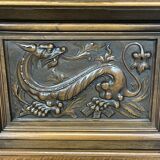 Gothic walnut sideboard with marble top, early 20th century