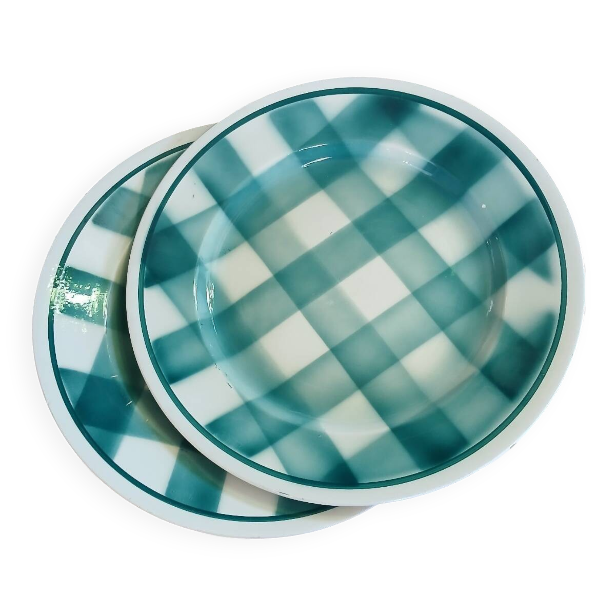 2 old round checkered plates
