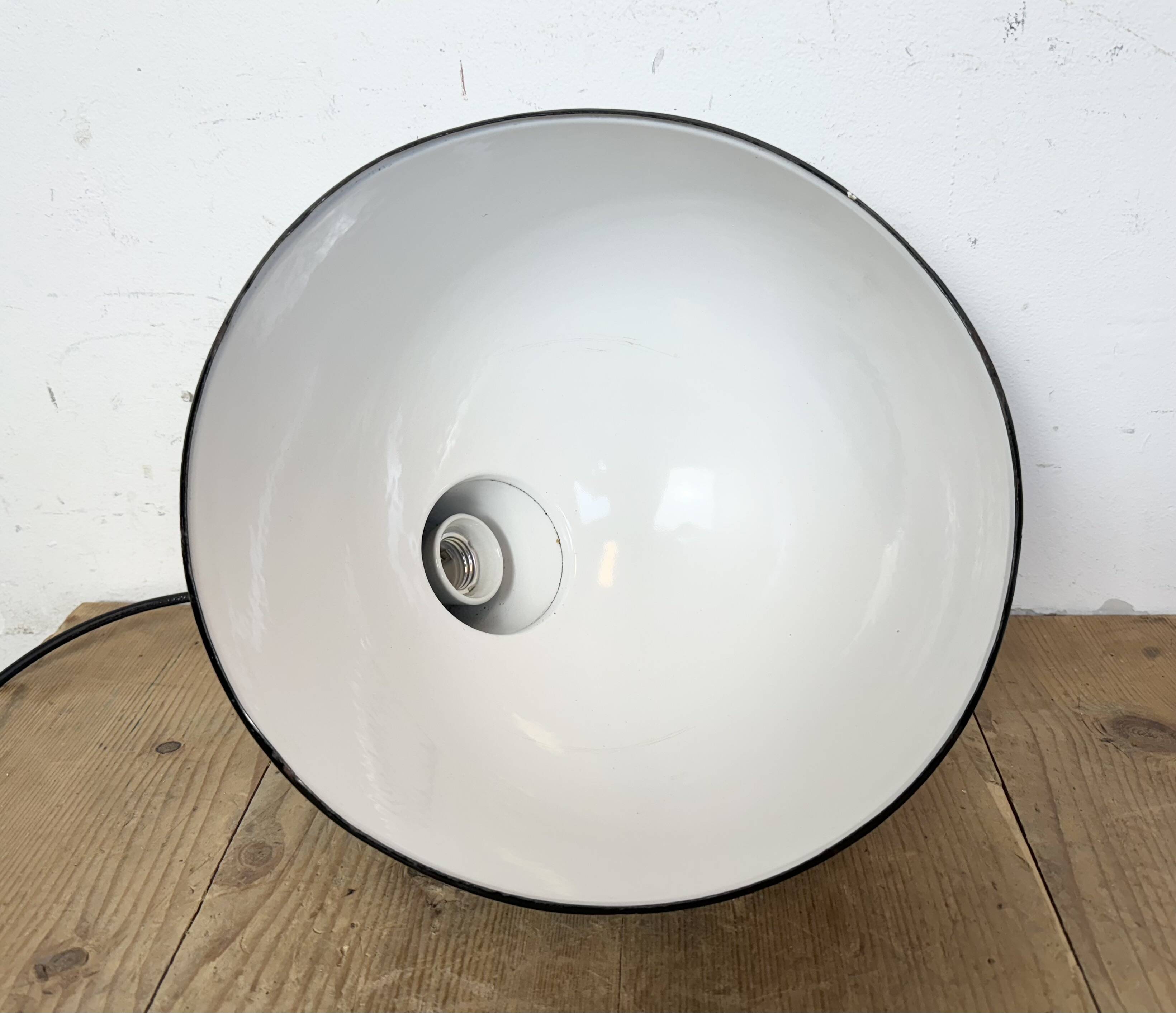 Industrial Grey Enamel Factory Pendant Lamp, 1960s