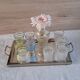 Vintage liqueur service from the 50s/60s — Decanter, 9 pastel glasses & tray