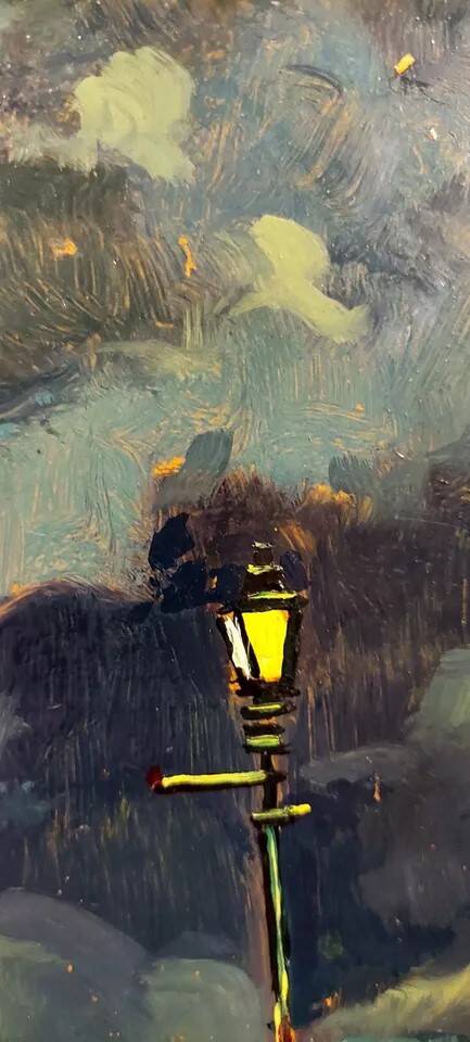 Peinture à l'huile sur isorel - Livourne 1975 la nuit MagnifiquePeinture à l'huile sur isorel - Livo