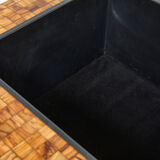 Table bar or planter marquetry of brass olive wood by Sandro Petti 1970