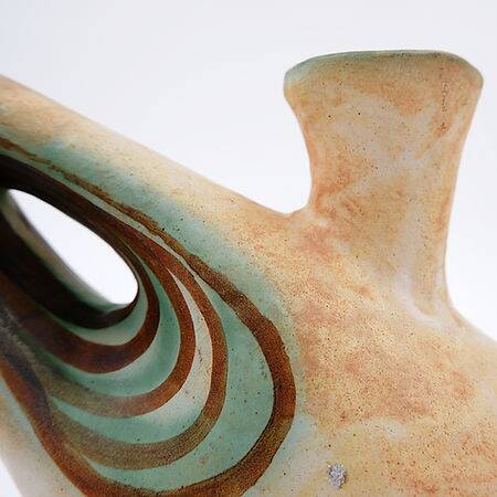 Sculptural studio ceramic Art vase by Ceramist Nikos Dazelidis, Greece 1960s