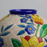 Vase Boch Keramis par Catteau, à décor floral polychrome, Belgique, années 1930