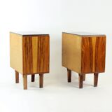 Tables de chevet du milieu du siècle avec plateau en verre noir, Novy Domov, Tchécoslovaquie, années 1960