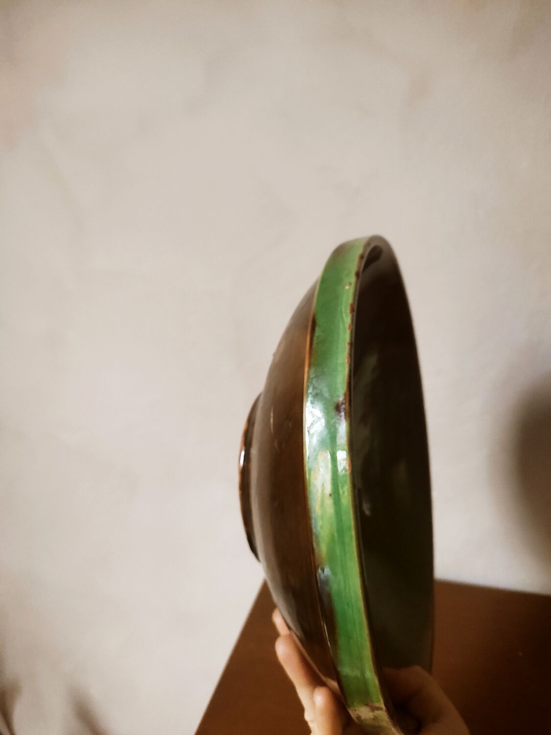 Green ceramic salad bowl