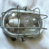 Lampe hublot applique plafonnier 1970 en métal et verre TH