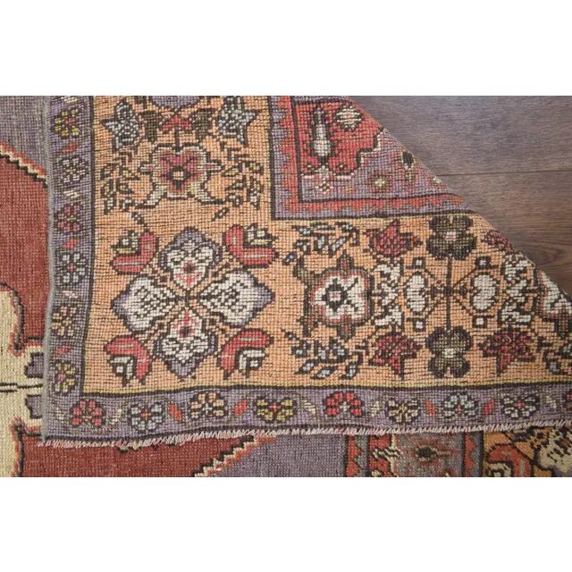 Vintage Turkish Oushak Handmade Wool Cotton Red Area Rug 132x224