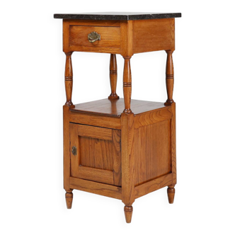 Table de chevet Art Déco française avec plateau en pierre bleue, vers 1920