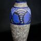 Vase Art déco en grès émaillé de Louis Dage, motifs papillon, circa 1930