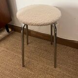 Vintage wool and chrome stool