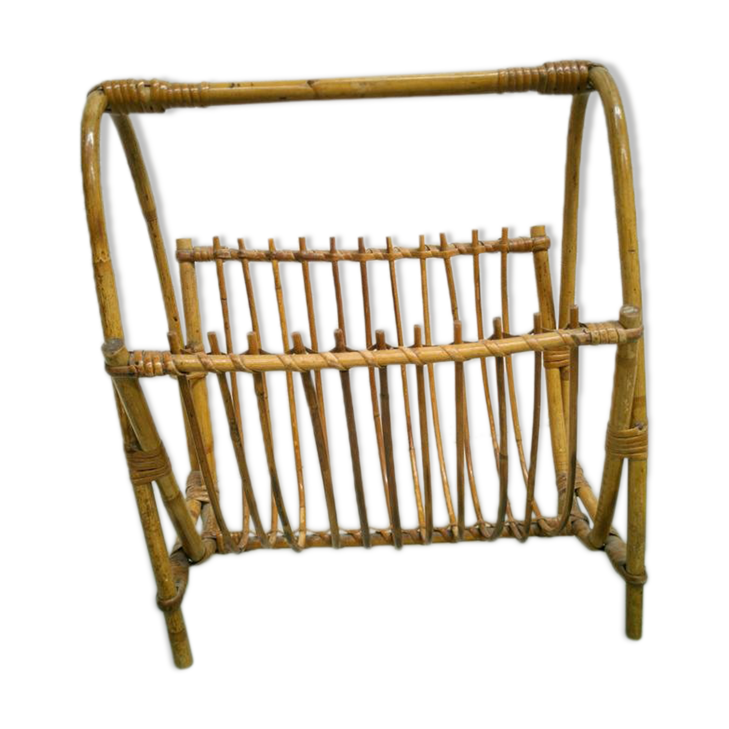 Vintage rattan magazines rack