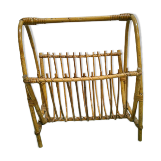 Vintage rattan magazines rack