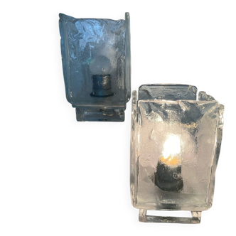 2 vintage 80s Murano glass designer table lamps