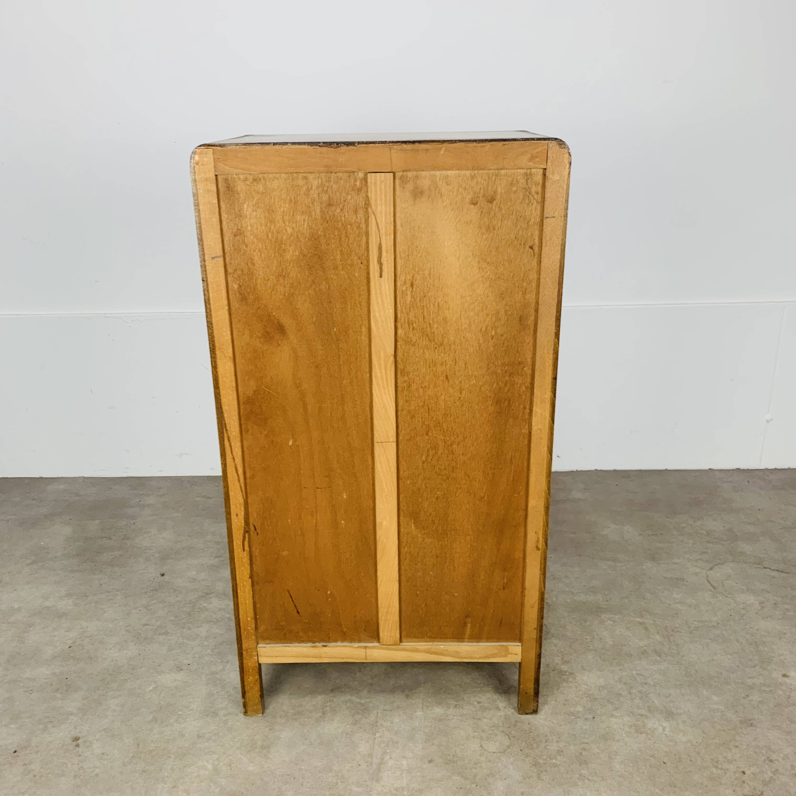 Commode chiffonnier pied compas, années 50, bois