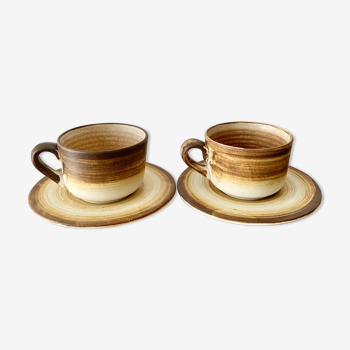 Pair of Longchamp earthenware cups