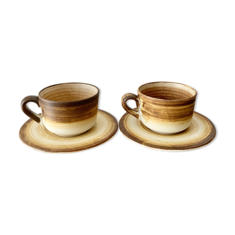 Pair of Longchamp earthenware cups