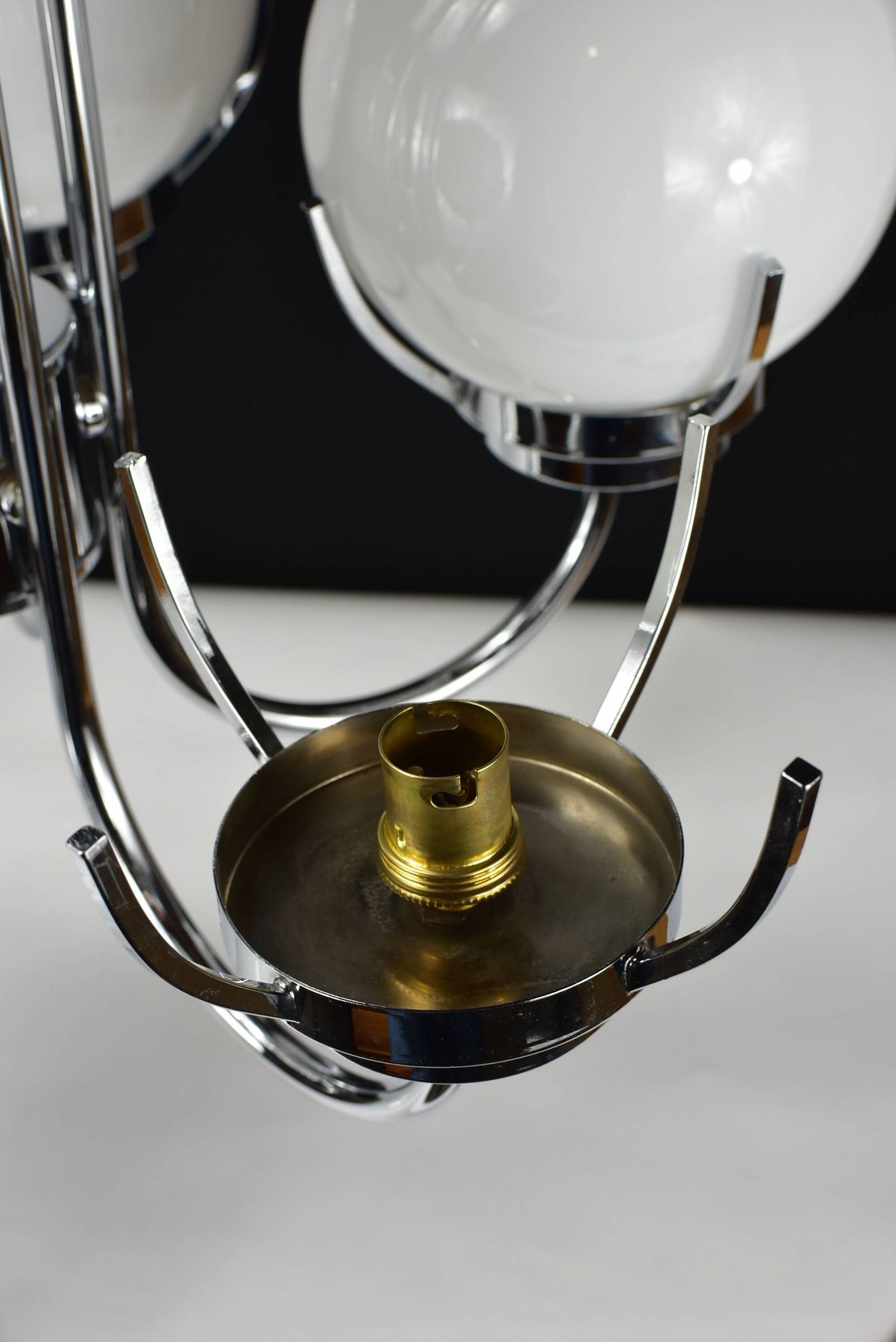 Modernist chrome chandelier