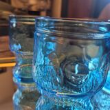 4 verres à orangeade bleus – Italie 70’s, fruits en relief