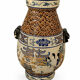 Polychrome ceramic vase in glazed stoneware
