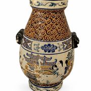 Vase en céramique polychrome en grès émaillé