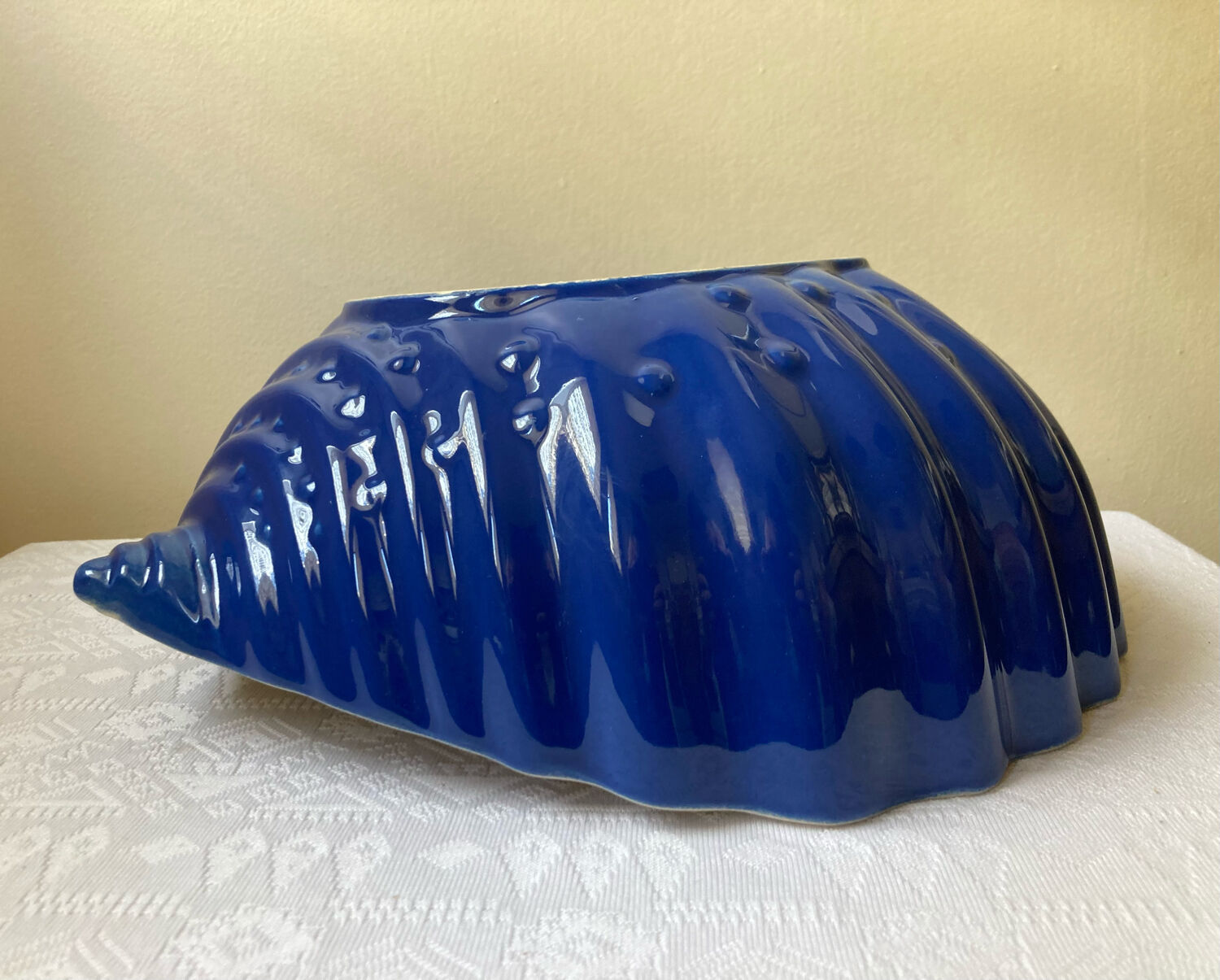 Saladier bleu coquillage Appolia vintage fabriqué en Bretagne