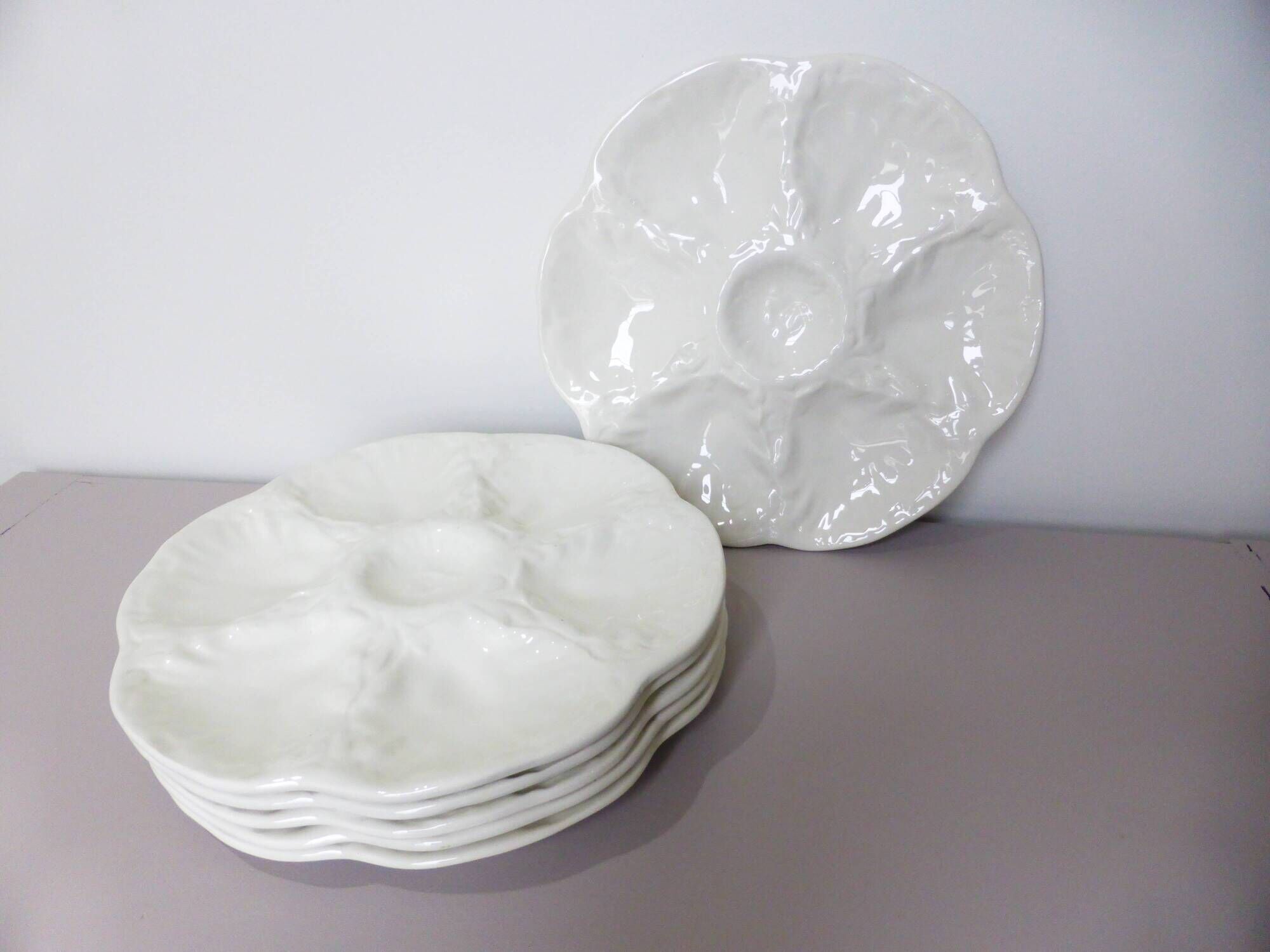 6 vintage oyster plates from the Gien factory