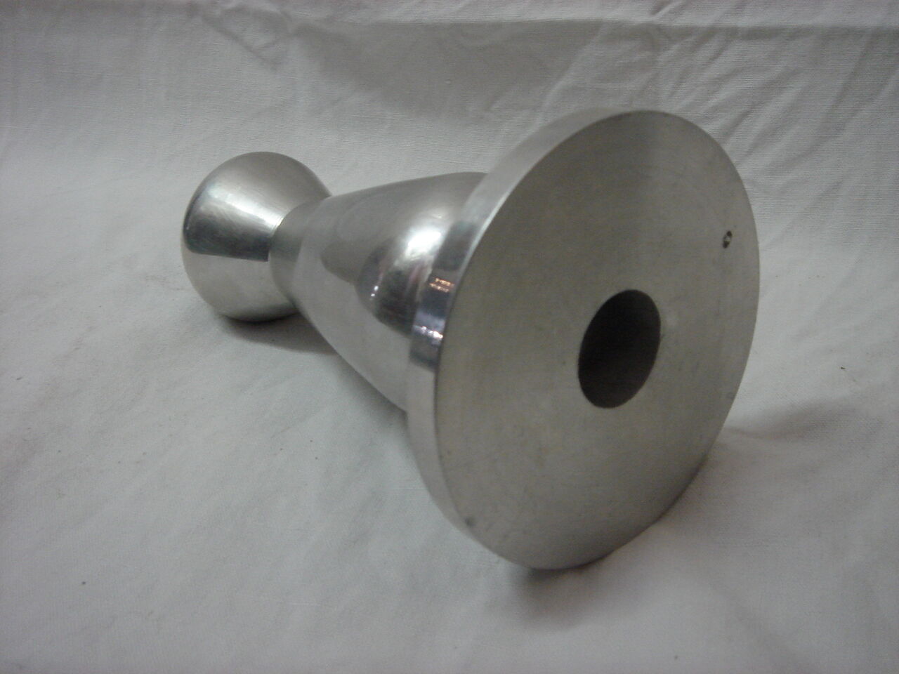 candlestick, 1960 chromed steel candle holder