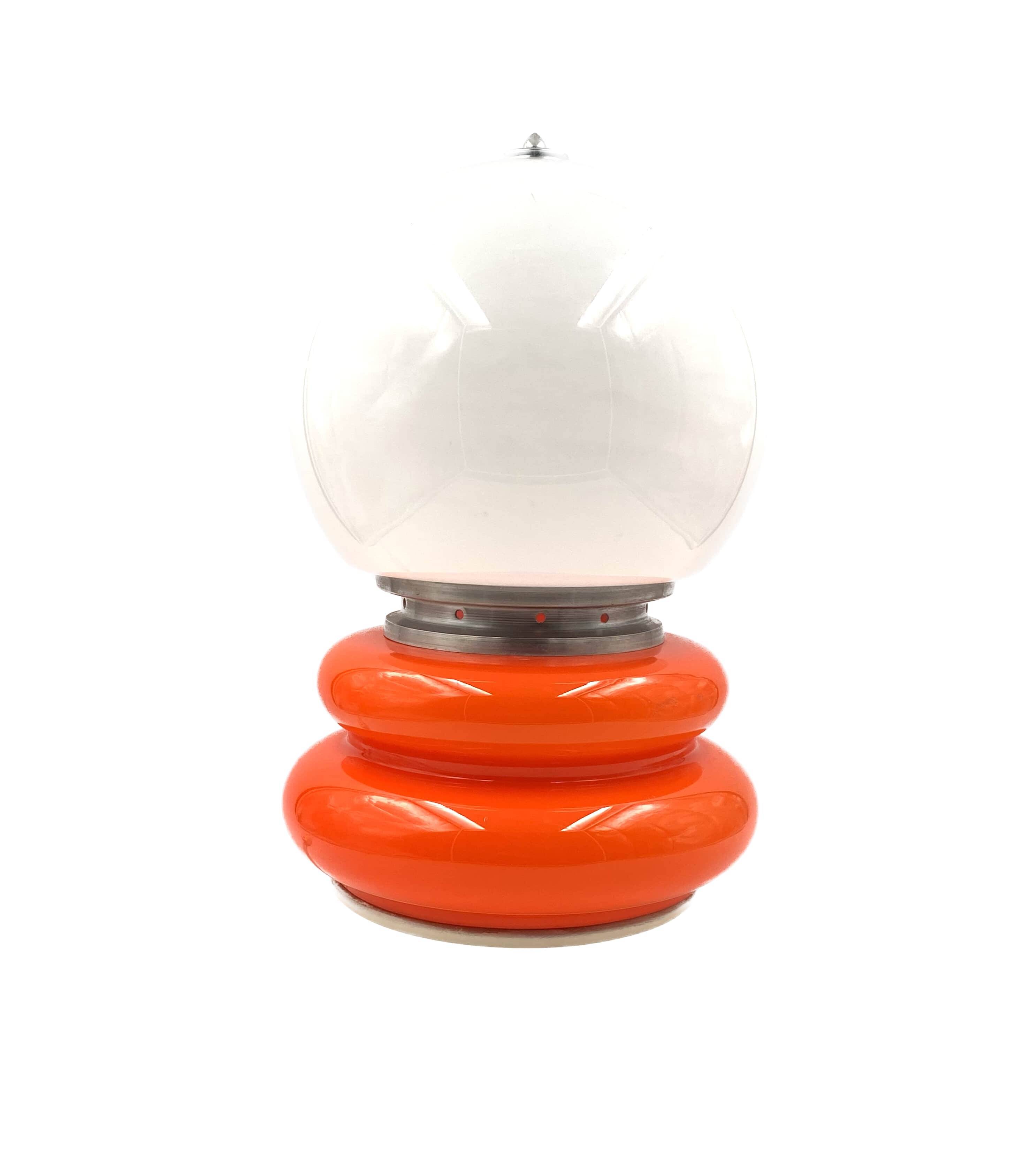 Space Age Orange Murano glass table lamp, AV Mazzega, 1970s
