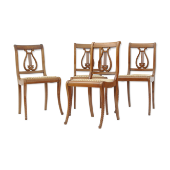 Series of 4 lyre chairs