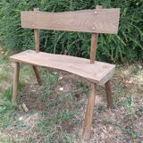 Small brutalist children's bench in elm and oak