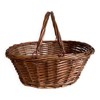 Panier osier marron rouge