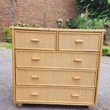 Commode rotin vintage