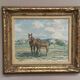 Original Vintage Swedish Oil on Panel – “Horses in a Pasture” by Einar Söderlund – Signed – Vintage & Framed