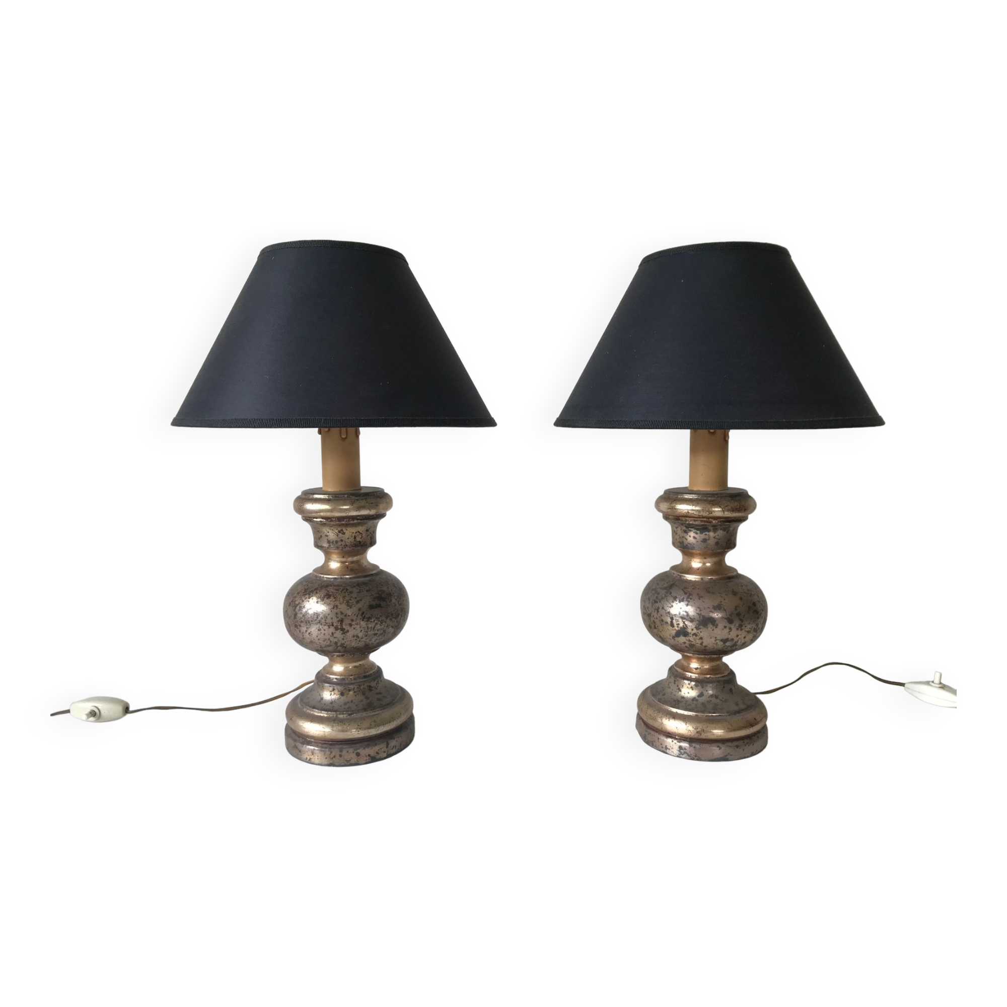 Paire de lampes florentines en bois doré, vers 1950.